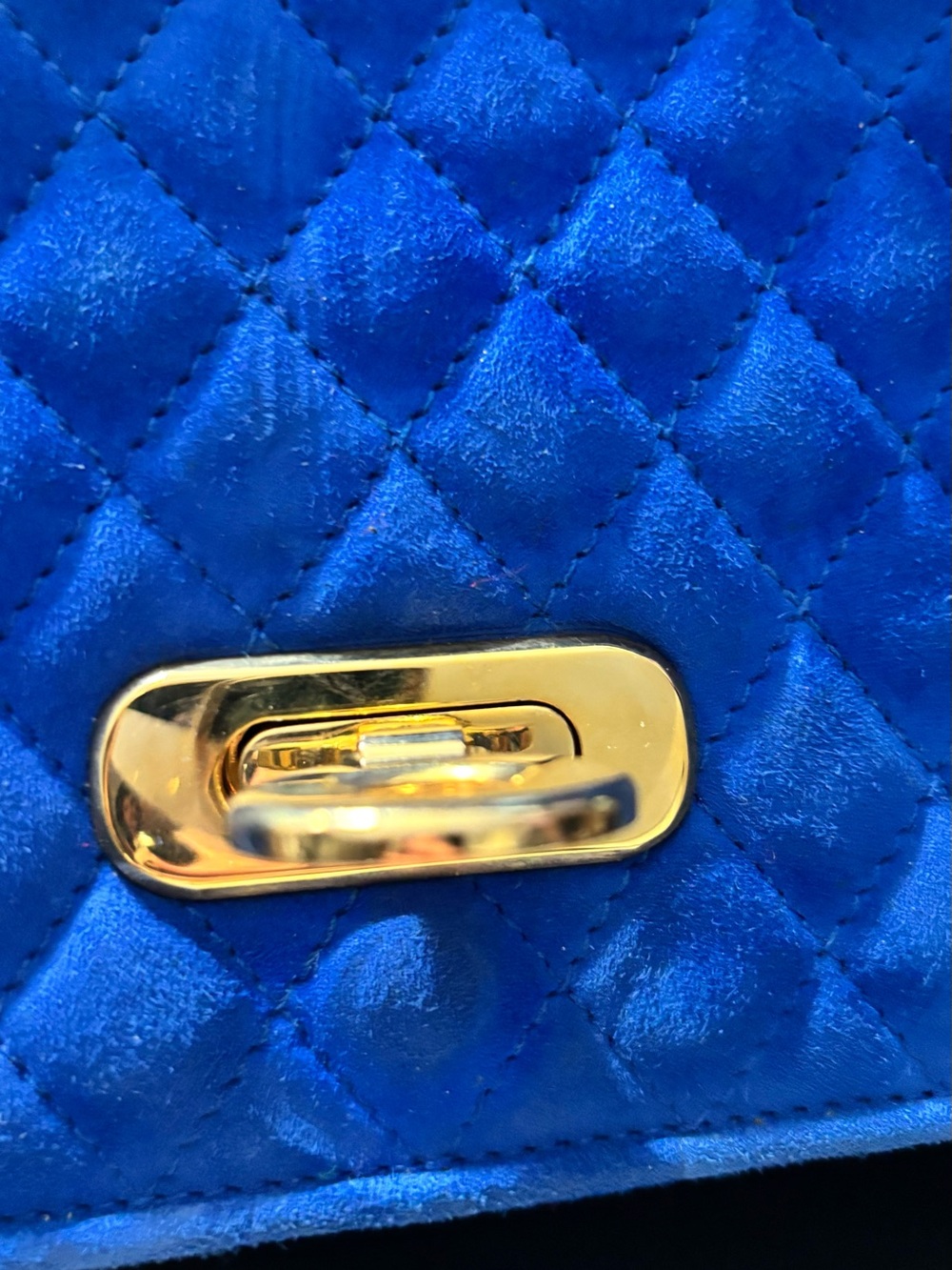Vintage Escada Quilted Suede Turn-Lock Flap Bag